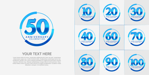 set of anniversary logo with blue number in circle can be use for celebration