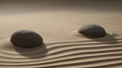 Three stones in the sand. 3d rendering, 3d illustration.Three stones in the sand. 3d rendering, 3d illustration.