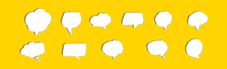 3d speech bubble chat icon collection set.blank white speech bubbles.	