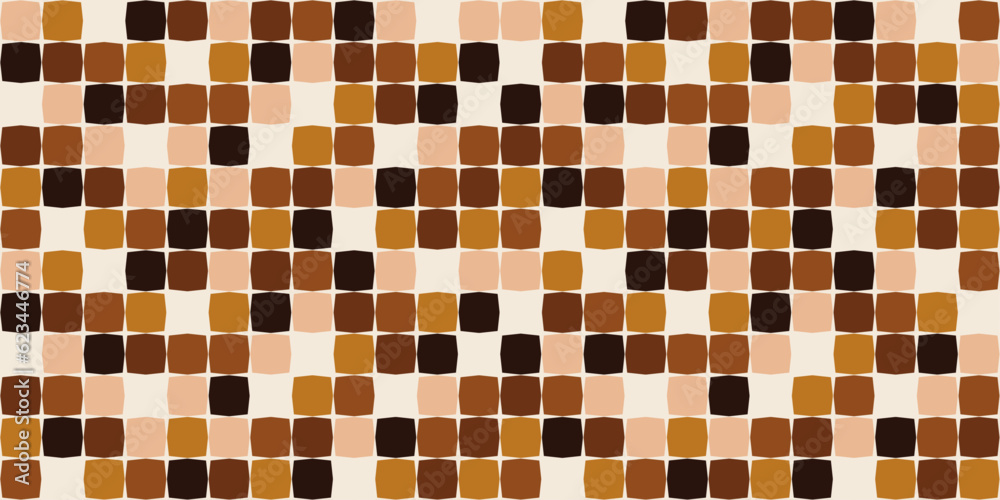 Poster Coffee tiles made from repeating mosaics. Double brown squares, same tile. For print and decoration, textiles, wallpapers, surfaces.