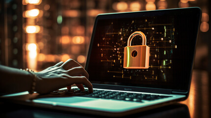 Data Encryption and Internet Safety: AI-created Laptop Security Concept