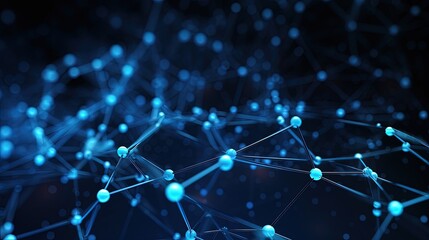 Obraz premium Blue background with luminous connections, network concept, digital illustration. Generative AI