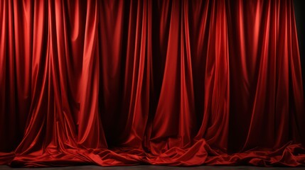Red curtain reveal right side, plain red background