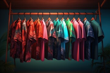 Colorful 80s and 90s style clothes. Generative AI