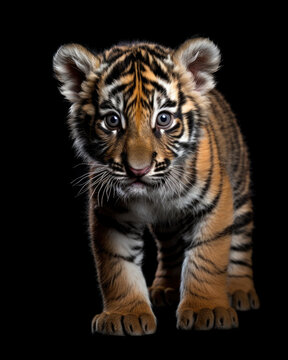 Generated photorealistic image of a tiger cub in full growth