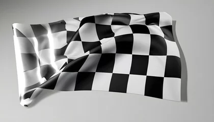 Fotobehang checkered flag on black, white background, wallpaper, Checkered black and white racing flag on warehouse, ai generated, generated ai  © Baloch