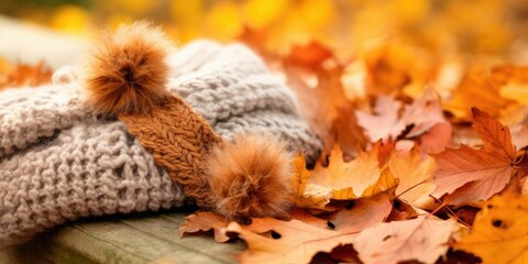 autumn accessories  on the maple leaves