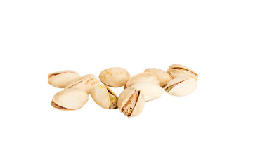 pile Pistachios isolated on white background, top view. Flat lay Healthy food concept