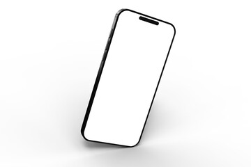 Studio shot of a modern smartphone with a transparent screen and background. 3D Rendering