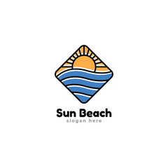 Ocean Wave Logo Template Vector, Ocean simple and modern logo design