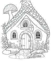 hand drawn illustration of an house,house in the forest,sketch of a house