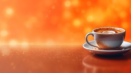 Obraz premium cup of coffee on color background with copy space