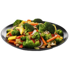 Vegetable Stir-Fry isolated on transparent background. Generative AI