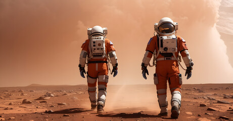 火星を歩く宇宙飛行士｜Astronaut walking on Mars, Generative Ai