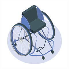 Fototapeta na wymiar Wheelchair in the hospital vector flat material design object. Isolated illustration on white background. 