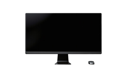 A blank empty computer screen with a mouse isolated on a transparent background
