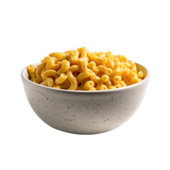 A delicious bowl of mac and cheese isolated on a transparent background