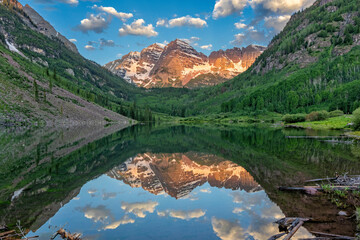 Sunrise at Maroon Bells Colorado Mountain Relection