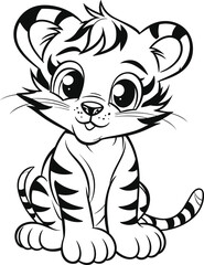 Fototapeta na wymiar Tiger coloring pages vector animals