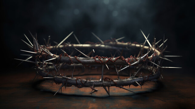 A headdress made of thorns, a Christian crucifixion theme