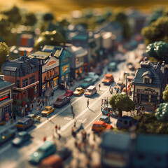 Obraz premium Cityscape miniature photography, toy model city photography, miniature models