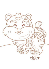 Alphabet T For Vocabulary School Student Lesson Cartoon Coloring Pages for Kids and Adult