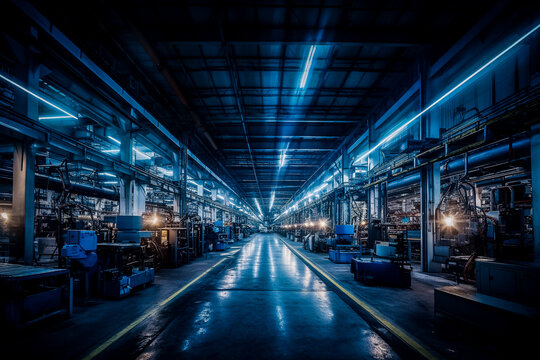 Intérieur d'usine, atelier industriel - Générative IA