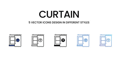 Curtain Icon Design in Five style with Editable Stroke. Line, Solid, Flat Line, Duo Tone Color, and Color Gradient Line. Suitable for Web Page, Mobile App, UI, UX and GUI design.