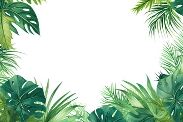 Fototapeta na wymiar frame of palm leaves isolated on transparent background 