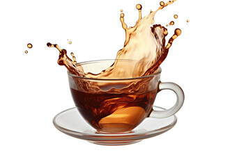 cup of tea or coffee with splash isolated on transparent background