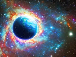 Fototapeta na wymiar Galaxy with colourful nebula