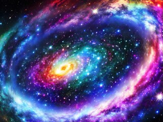 Galaxy with colourful nebula