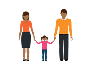 family characters mother father and little girl isolated vector illustration EPS10