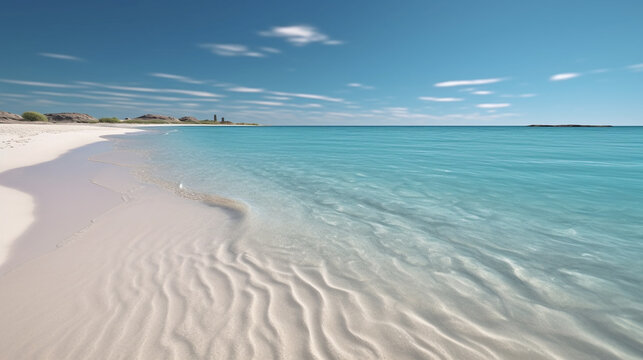 sand beach and blue sky HD 8K wallpaper Stock Photographic Image