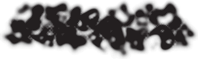 Glitch distorted grange shape . Noise grungy logo . Trendy defect error shapes . Glitched frame .Grunge textured . Distressed effect .Vector shapes with a halftone dots screen print texture.