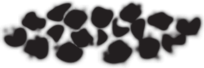 Glitch distorted grange shape . Noise grungy logo . Trendy defect error shapes . Glitched frame .Grunge textured . Distressed effect .Vector shapes with a halftone dots screen print texture.