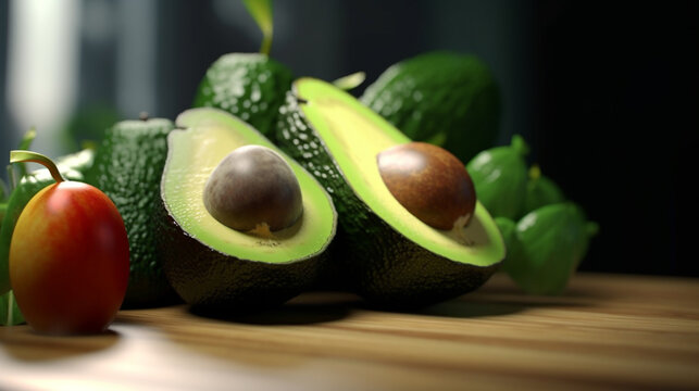 avocado and cucumber HD 8K wallpaper Stock Photographic Image