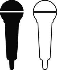 Microphone icon set vector in two styles isolated on white background
