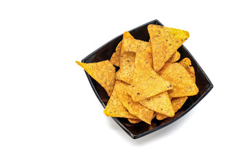 corn nachos isolated on white background doritos concept