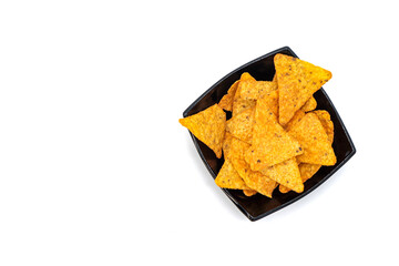 corn nachos isolated on white background doritos concept