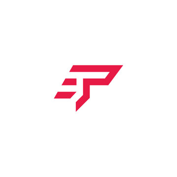 letter p run motion fast logo vector