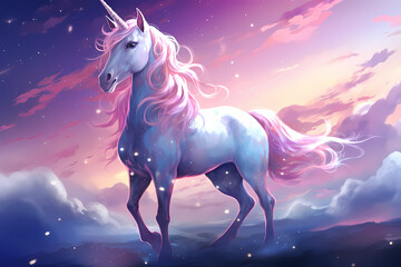 Obraz na płótnie Canvas very beautiful unicorn horse anime style