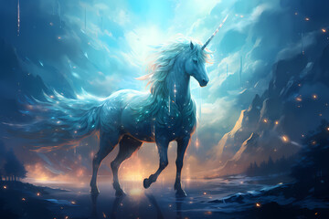 Obraz na płótnie Canvas very beautiful unicorn horse anime style