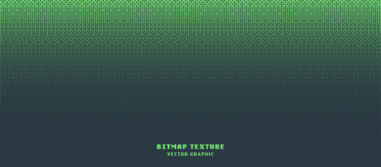 Dither Pattern Bitmap Faded Texture Halftone Gradient Vector Abstract Background. Glitch Screen With Flicker Pixels Effect Panoramic Backdrop. 8 Bit Pixel Art Retro Video Game Bright Green Decoration - 623464718