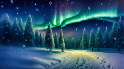 Northern Lights above the forest