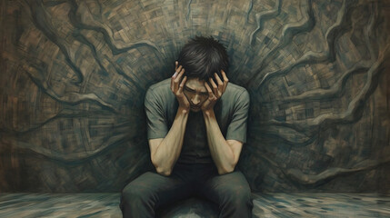 Depression and Anxiety Heavy Burden. Ai generated.