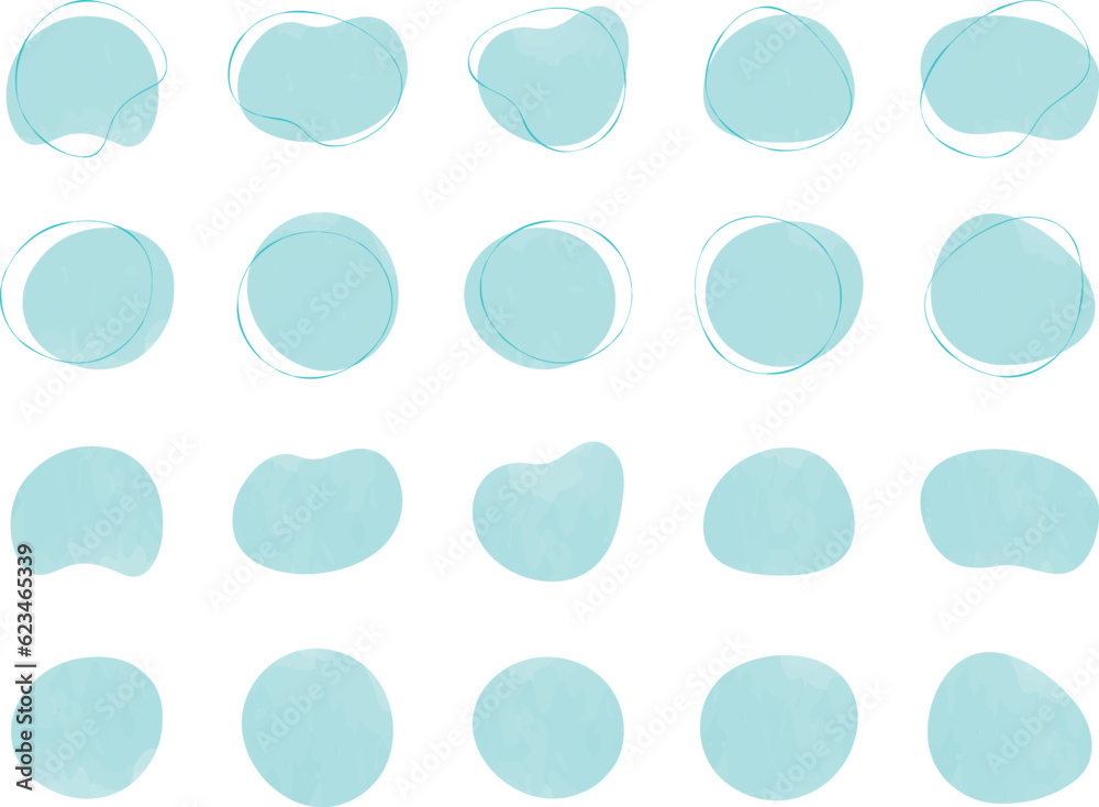 Wall mural かわいい抽象的なゆるゆるフレーム　水・雫・雨・青フレーム　　set of cute abstract shapes.vector loose frame.　vector water frame set