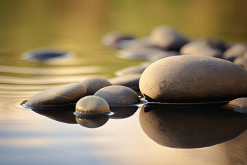 Illustration of a zen stones and water, generative ai.