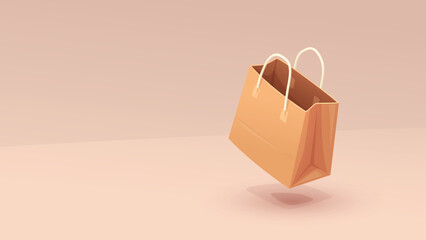 brown shopping bag flying on bright back