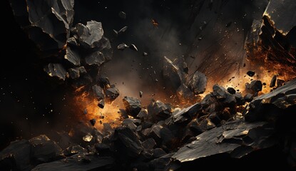 Explosions of meteorites, fragments and pieces of stones.